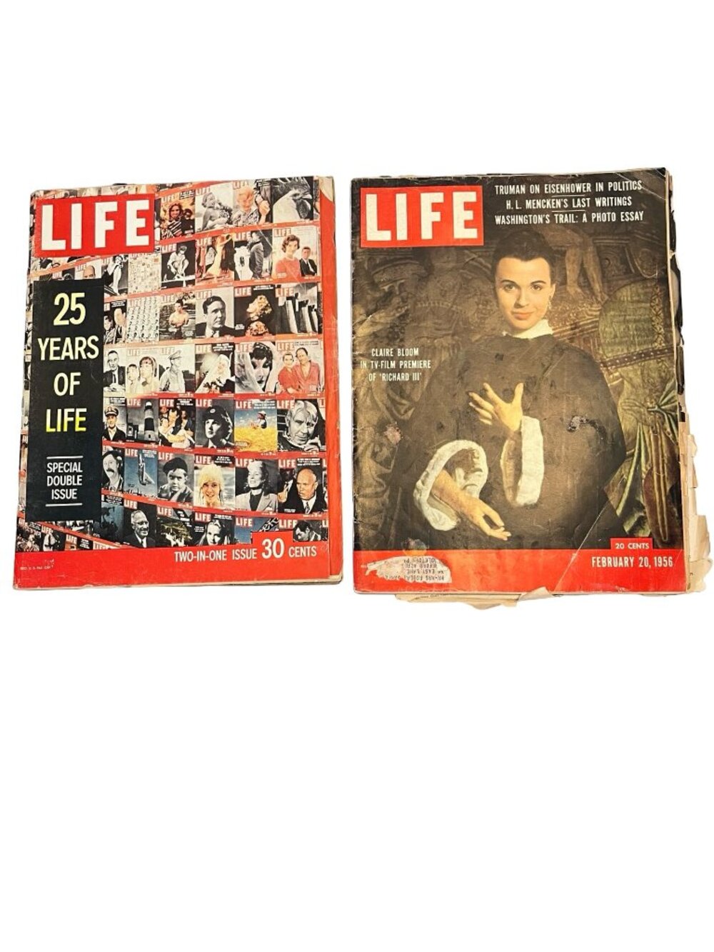Vintage LIFE Magazine Lot 1956 + 25 Years of LIFE Special Issue Mid Century Ads